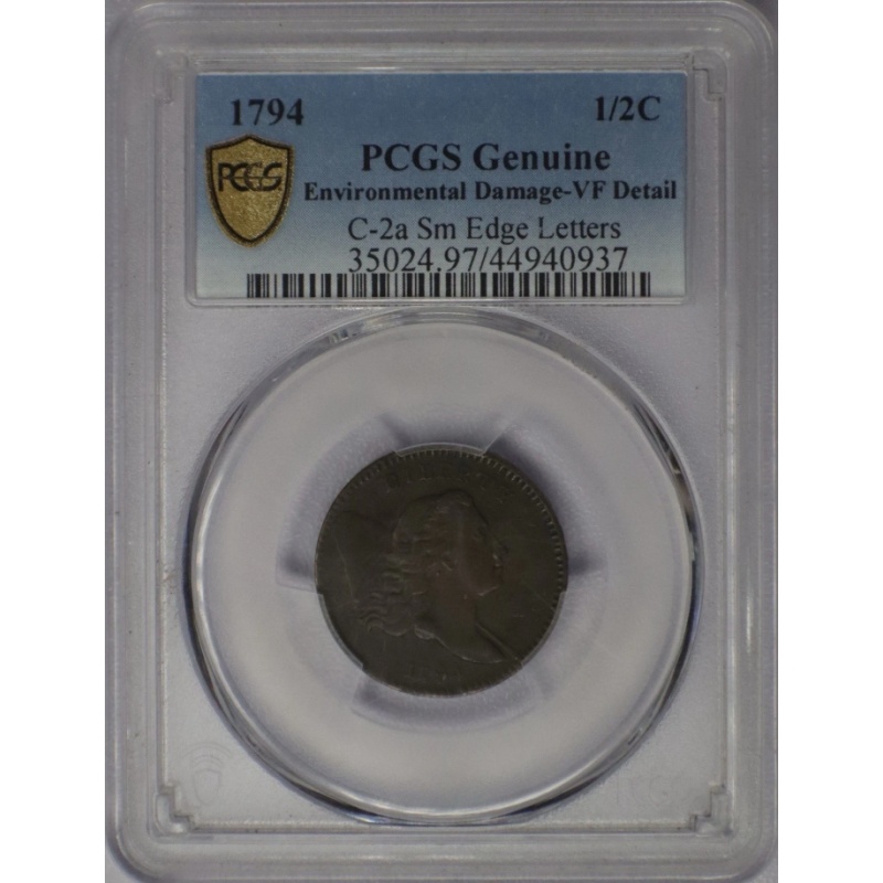 1794 Liberty Cap Half Cent C-2a Small Edge Letters - PCGS VF